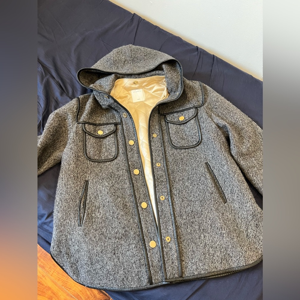 Sandro Hooded Wool Jacket